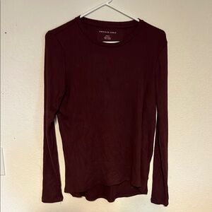 American Eagle Outfitters Red Fitted Long Sleeve